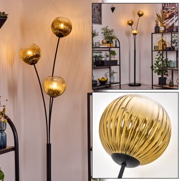 Koyoto Stehleuchte Glas 15 cm Gold, Klar, 3-flammig Koyoto Stehleuchte Glas 15 cm Gold, Klar, 3-flammig
