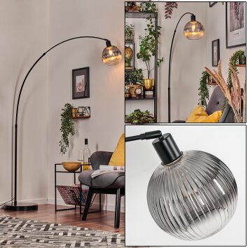 Koyoto Stehleuchte Glas 20 cm Schwarz, 1-flammig