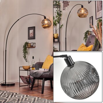 Ripoll Bogenlampe Glas 25 cm Schwarz, 1-flammig