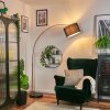 Bassagoda Bogenstehlampe 35 cm Kupferfarben, Schwarz, 1-flammig, Stoff-Lampenschirm