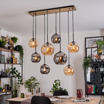 Ripoll Hängeleuchte Glas 20 cm, 25 cm Naturfarben, Schwarz, 8-flammig