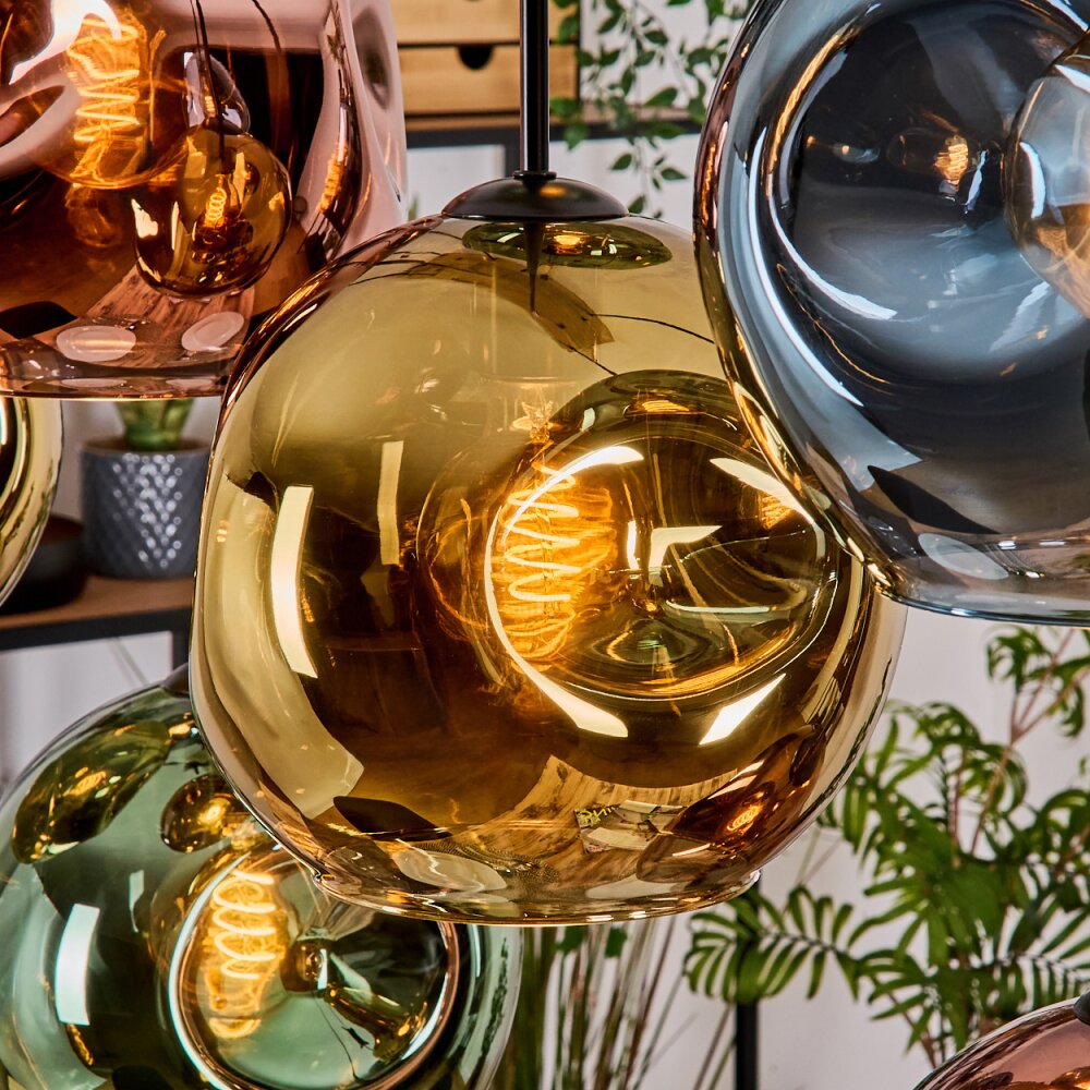 Ripoll Hängeleuchte Glas 25 cm Naturfarben, Schwarz, 8-flammig