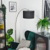 Bassagoda Bogenstehlampe 35 cm Nickel-Matt, Schwarz, 1-flammig, Stoffschirm