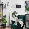 Bassagoda Bogenstehlampe 35 cm Nickel-Matt, Schwarz, 1-flammig, Stoffschirm