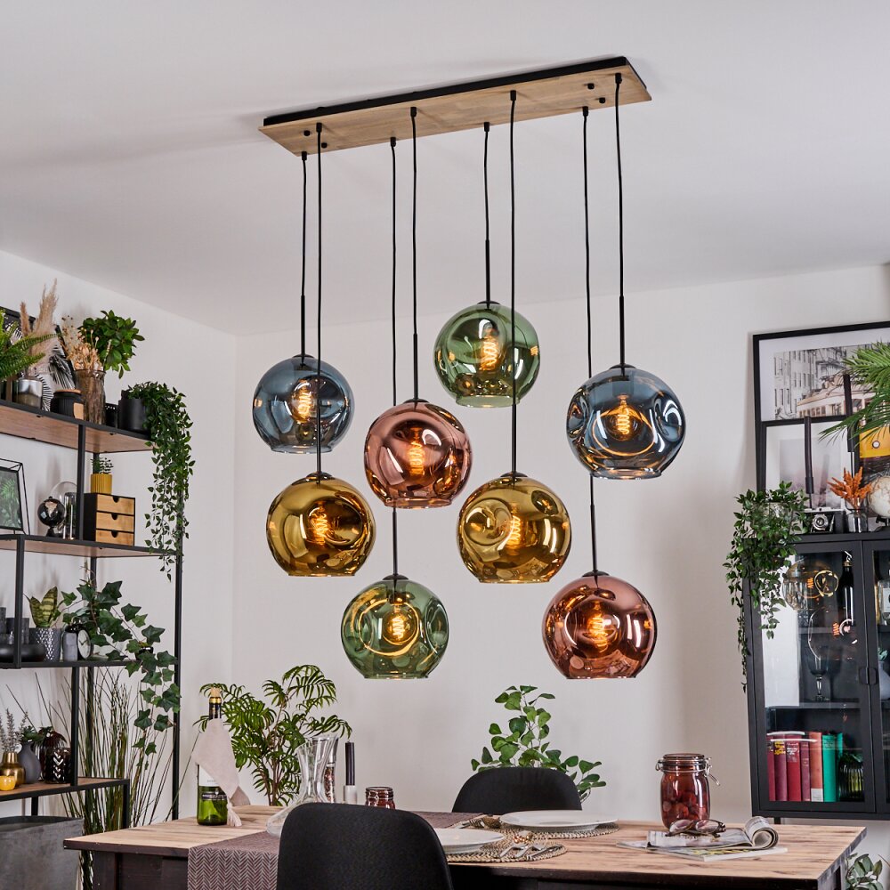 Ripoll Hängeleuchte Glas 25 cm Naturfarben, Schwarz, 8-flammig main product photo