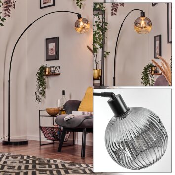 Ripoll Bogenstehlampe Glas 20 cm Schwarz, 1-flammig