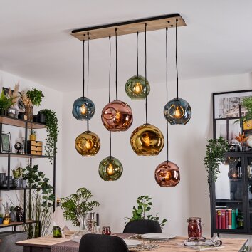 Ripoll Hängeleuchte Glas 20 cm, 25 cm Naturfarben, Schwarz, 8-flammig