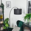 Soungou Bogenleuchte 38 cm Schwarz, 1-flammig, Stoff-Lampenschirm