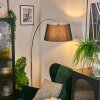 Bassagoda Bogenlampe 45 cm Chrom, Schwarz, 1-flammig, Stoff-Lampenschirm
