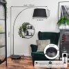Bassagoda Bogenlampe 45 cm Chrom, Schwarz, 1-flammig, Stoff-Lampenschirm