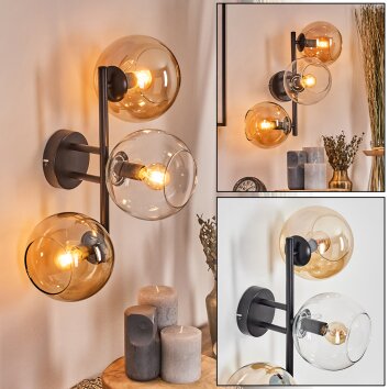 Koyoto Wandleuchte Glas 15 cm Bernsteinfarben, Klar, 3-flammig