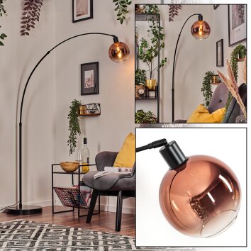 Koyoto Bogenstehlampe Glas 20 cm Schwarz, 1-flammig