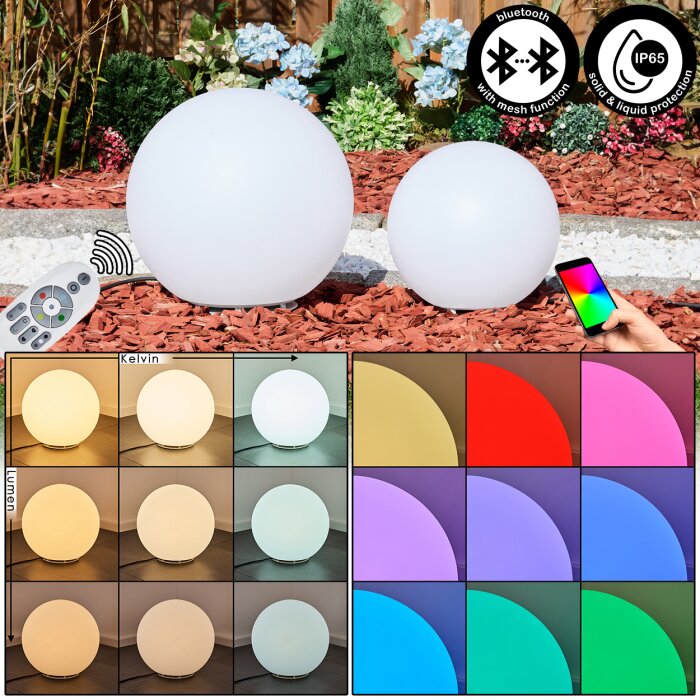 Ilorn Kugelleuchten Set 30 cm, 39 cm LED Weiß, 2-flammig, Fernbedienung