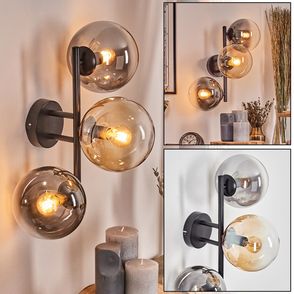 Gastor Wandleuchte Glas 15 cm Bernsteinfarben, Klar, Rauchfarben, 3-flammig main product photo