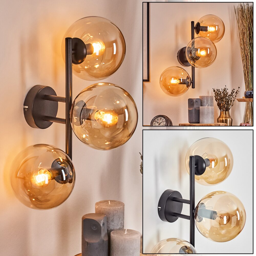 Gastor Wandleuchte Glas 15 cm Bernsteinfarben, 3-flammig main product photo