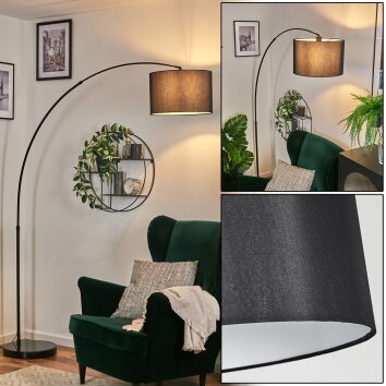 Soungou Bogenlampe 38 cm Schwarz, 1-flammig, Stoffschirm