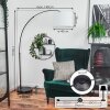 Bassagoda Bogenleuchte 40 cm Chrom, Schwarz, 1-flammig, Stoff-Lampenschirm
