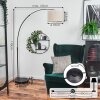 Bassagoda Bogenlampe 35 cm Chrom, Schwarz, 1-flammig, Stoffschirm