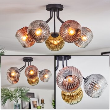 Ripoll Deckenleuchte Glas 15 cm Gold, Klar, Kupferfarben, Rauchfarben, 5-flammig