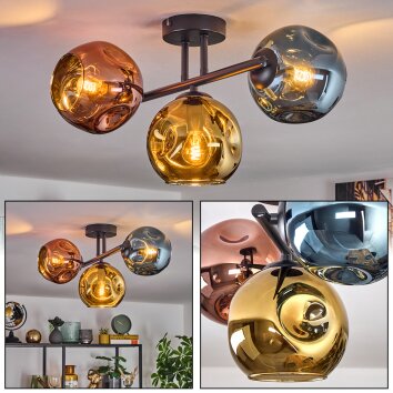Ripoll Deckenleuchte Glas 15 cm Blau, Gold, Kupferfarben, 3-flammig Ripoll Deckenleuchte Glas 15 cm Blau, Gold, Kupferfarben, 3-flammig