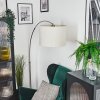 Bassagoda Bogenlampe 40 cm Nickel-Matt, Schwarz, 1-flammig, Stoff-Lampenschirm