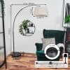 Bassagoda Bogenlampe 45 cm Chrom, Schwarz, 1-flammig, Stoff-Lampenschirm