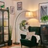 Bassagoda Bogenlampe 45 cm Chrom, Schwarz, 1-flammig, Stoff-Lampenschirm