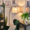 Bassagoda Bogenlampe 45 cm Chrom, Schwarz, 1-flammig, Stoff-Lampenschirm