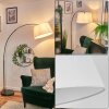 Bassagoda Bogenstehlampe 45 cm Chrom, Schwarz, 1-flammig, Stoff-Lampenschirm