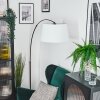 Bassagoda Bogenstehlampe 45 cm Chrom, Schwarz, 1-flammig, Stoff-Lampenschirm
