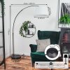 Bassagoda Bogenstehlampe 45 cm Chrom, Schwarz, 1-flammig, Stoff-Lampenschirm