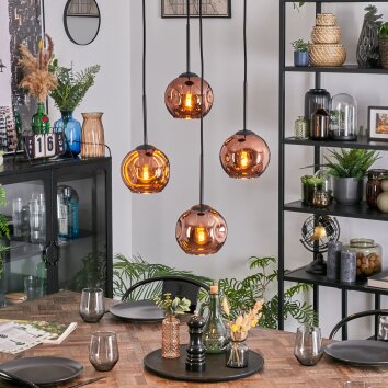 Ripoll Hängeleuchte Glas 15 cm Kupferfarben, 4-flammig