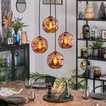 Ripoll Hängeleuchte Glas 20 cm Kupferfarben, 4-flammig