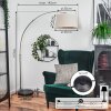 Bassagoda Bogenstehlampe 45 cm Nickel-Matt, Schwarz, 1-flammig, Stoff-Lampenschirm