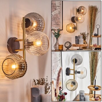 Ripoll Wandleuchte Glas 15 cm Gold, Schwarz, 3-flammig Ripoll Wandleuchte Glas 15 cm Gold, Schwarz, 3-flammig