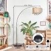 Bongal Bogenstehlampe 35 cm Chrom, Schwarz, 1-flammig, Stoff-Lampenschirm