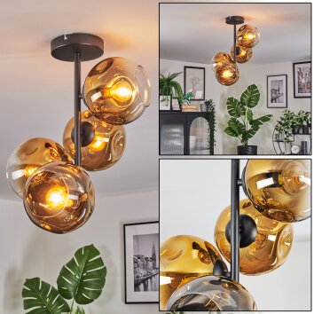 Ripoll Deckenleuchte Glas 15 cm Gold, Klar, 4-flammig