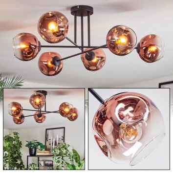 Ripoll Deckenleuchte Glas 15 cm Klar, Kupferfarben, 6-flammig