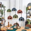 Koyoto Hängeleuchte Glas 25 cm Blau, Grün, Klar, Kupferfarben, 6-flammig
