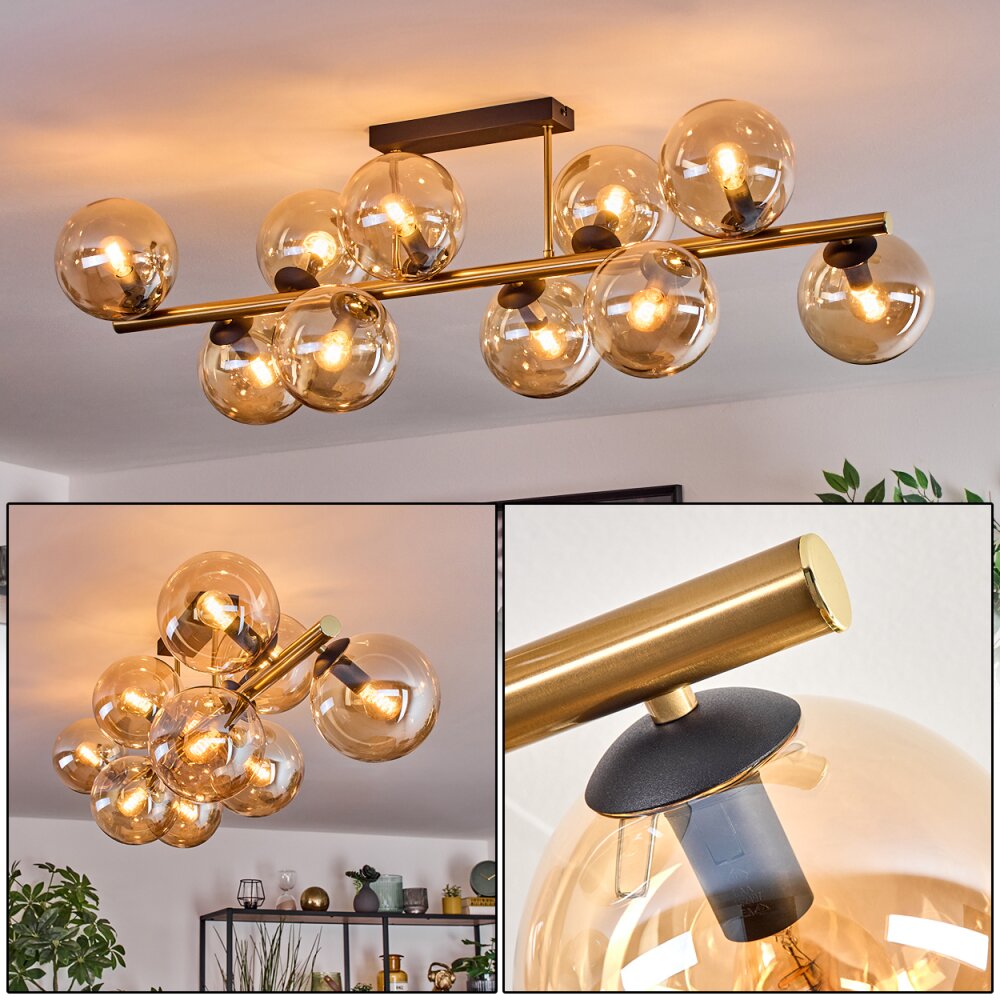 Gastor Deckenleuchte Glas 15 cm Gold, Schwarz, 10-flammig main product photo