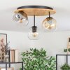 Ripoll Deckenleuchte Glas 15 cm Naturfarben, Schwarz, 3-flammig