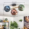 Ripoll Deckenleuchte Glas 15 cm Gold, Schwarz, 3-flammig