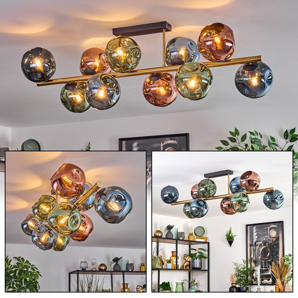 Ripoll Deckenleuchte Glas 15 cm Gold, Schwarz, 10-flammig main product photo