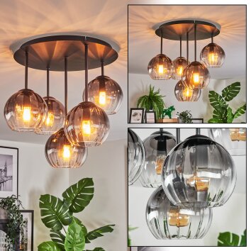 Koyoto Deckenleuchte Glas 15 cm Klar, Rauchfarben, 5-flammig