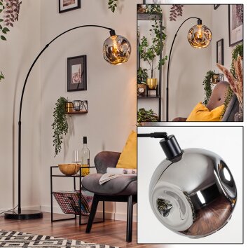 Ripoll Bogenlampe Glas 25 cm Schwarz, 1-flammig