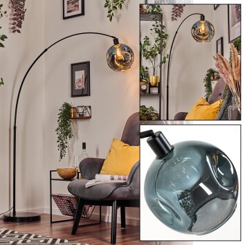 Ripoll Bogenstehlampe Glas 25 cm Schwarz, 1-flammig