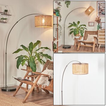 Barcos Bogenleuchte 35 cm Nickel-Matt, Schwarz, 1-flammig, Stoffschirm