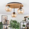 Koyoto Deckenleuchte Glas 15 cm Naturfarben, Schwarz, 3-flammig