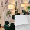 Soungou Bogenlampe 38 cm Messing, Schwarz, 1-flammig, Stoff-Lampenschirm
