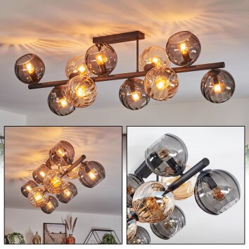 Koyoto Deckenleuchte Glas 15 cm Bernsteinfarben, Rauchfarben, 10-flammig